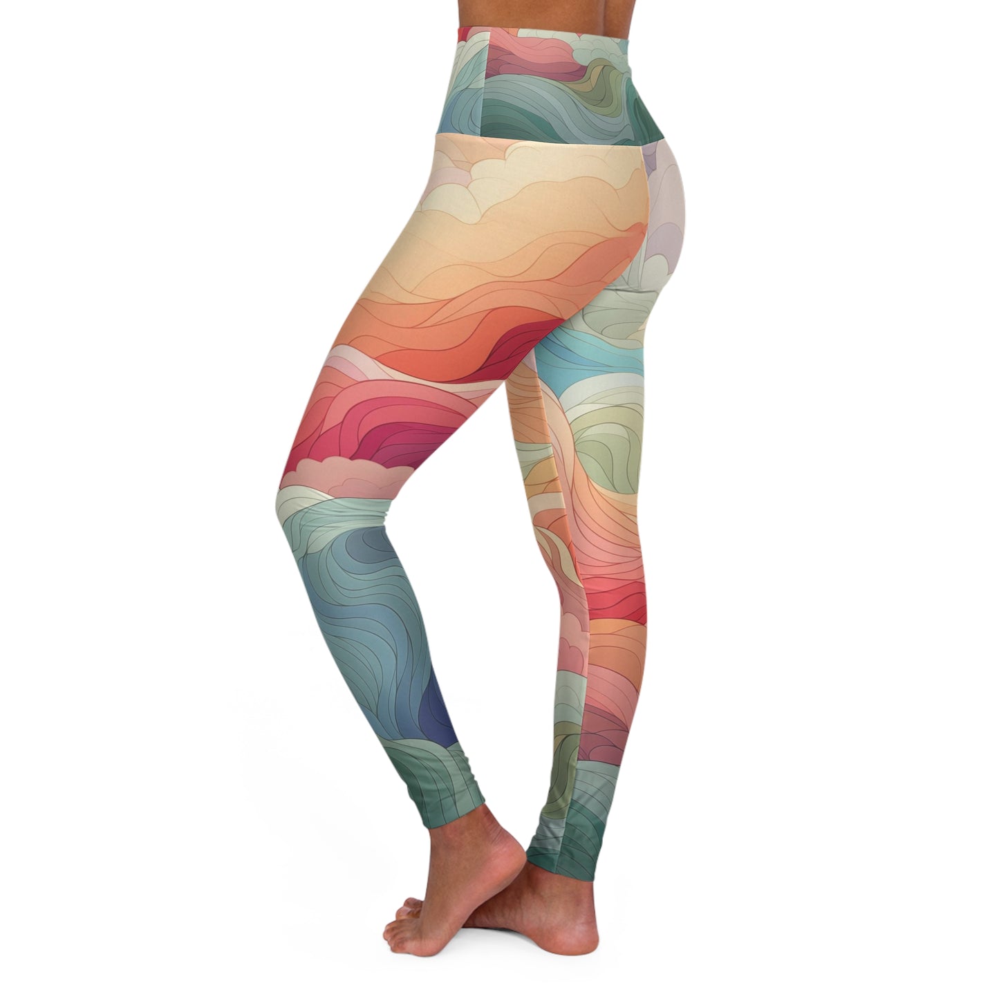 Rainbow Clouds High Waisted Yoga Leggings