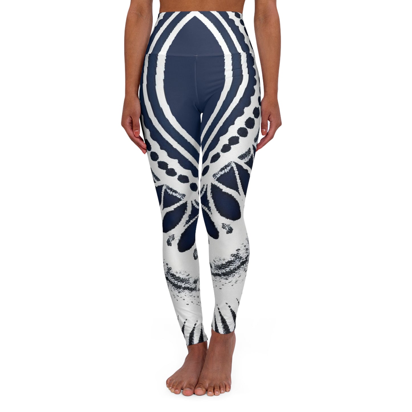 Blue and White High Waisted Yoga Leggings