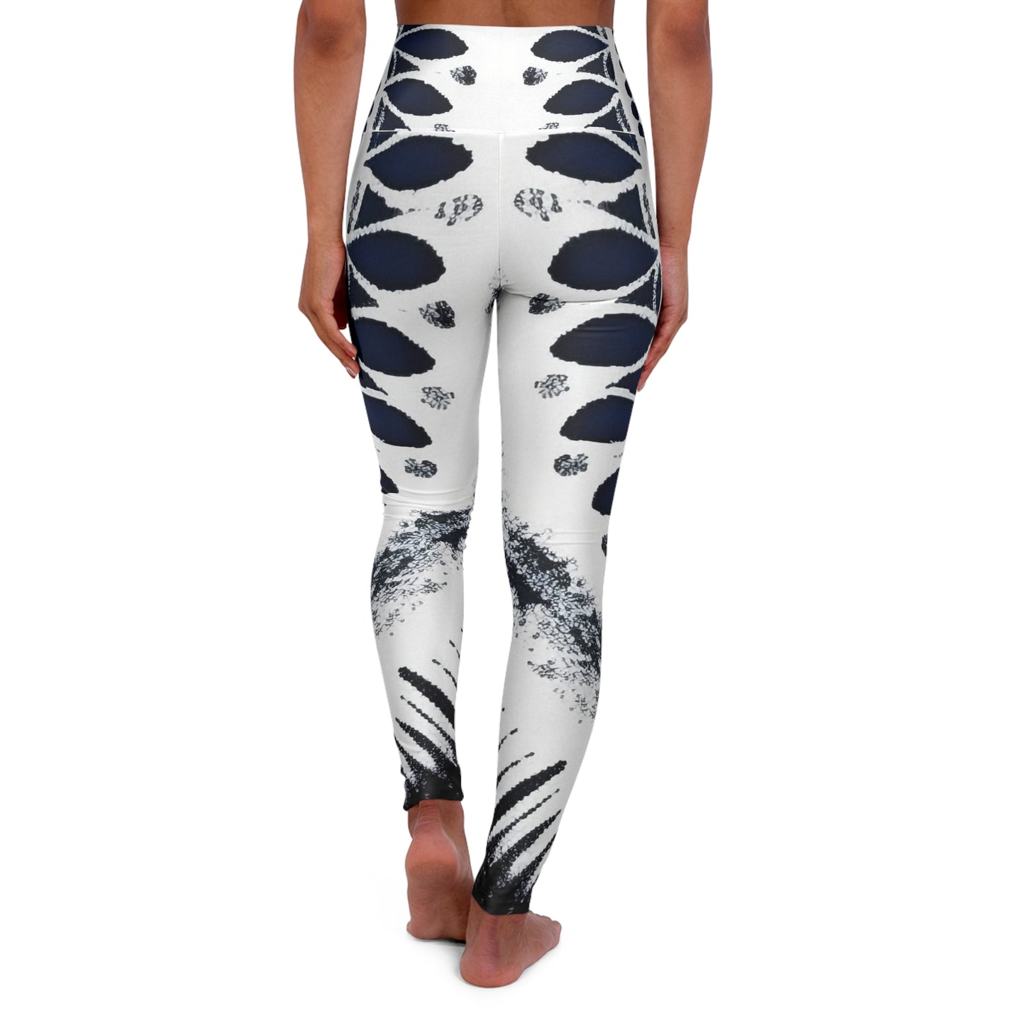 Blue and White High Waisted Yoga Leggings