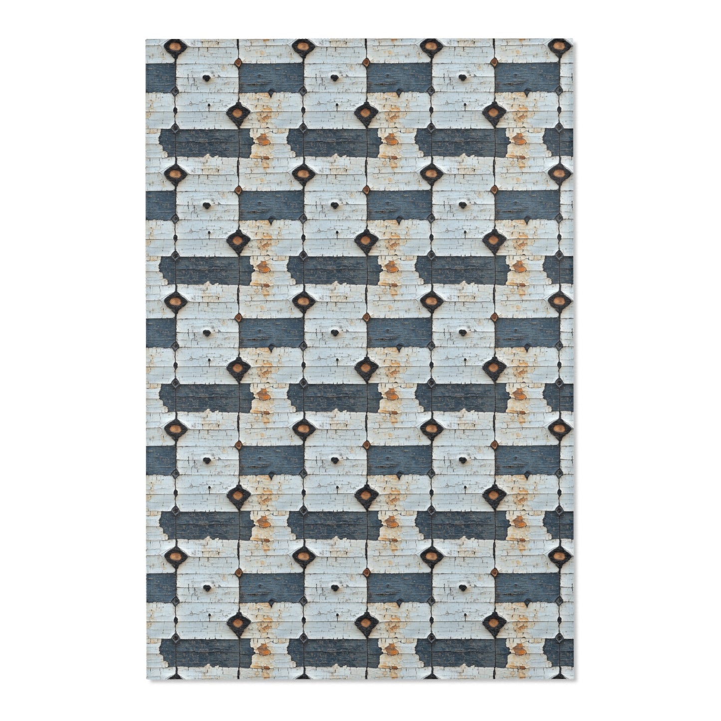 Rustic Farmhouse Area Rug - Vintage Blue Pattern for Cozy Living Spaces