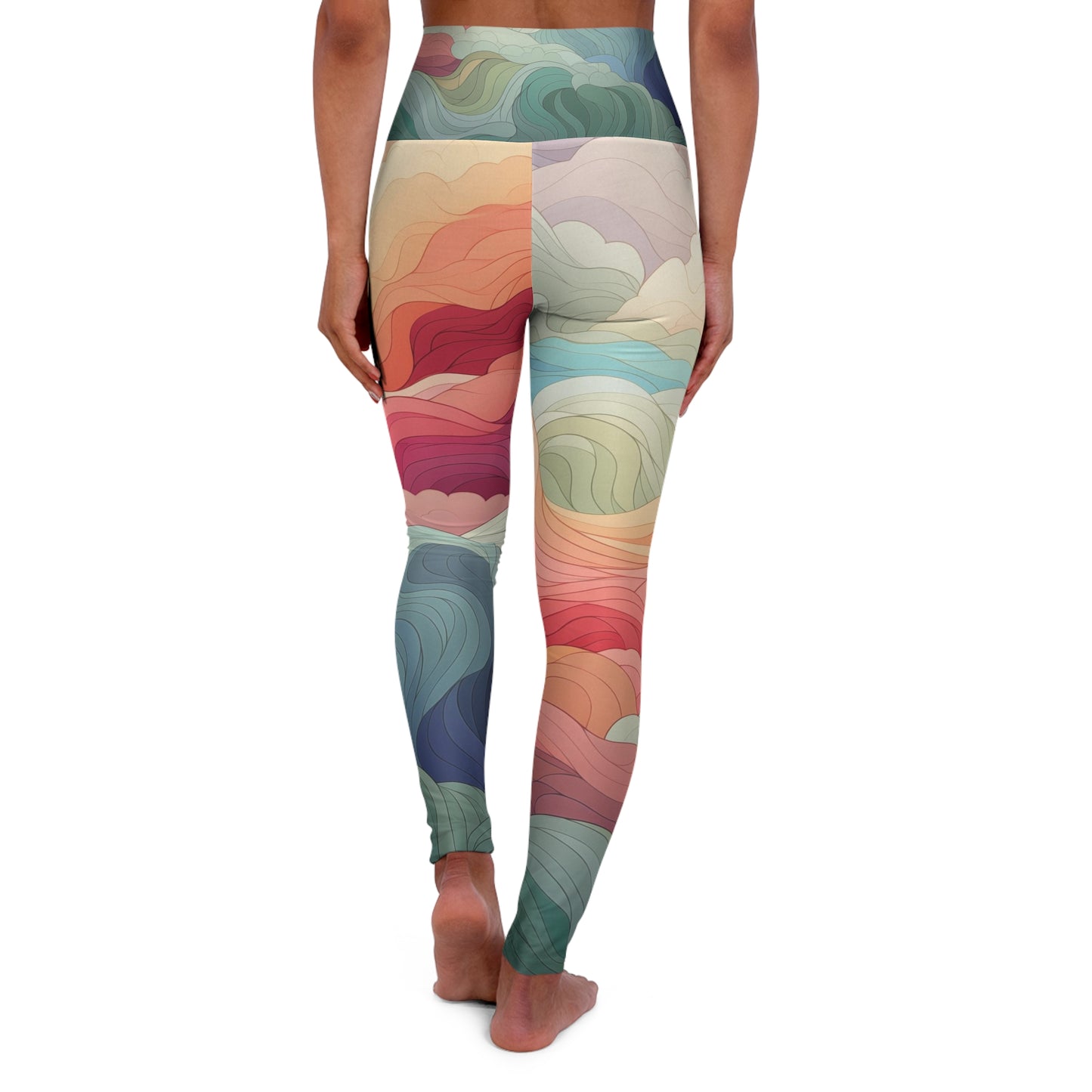 Rainbow Clouds High Waisted Yoga Leggings