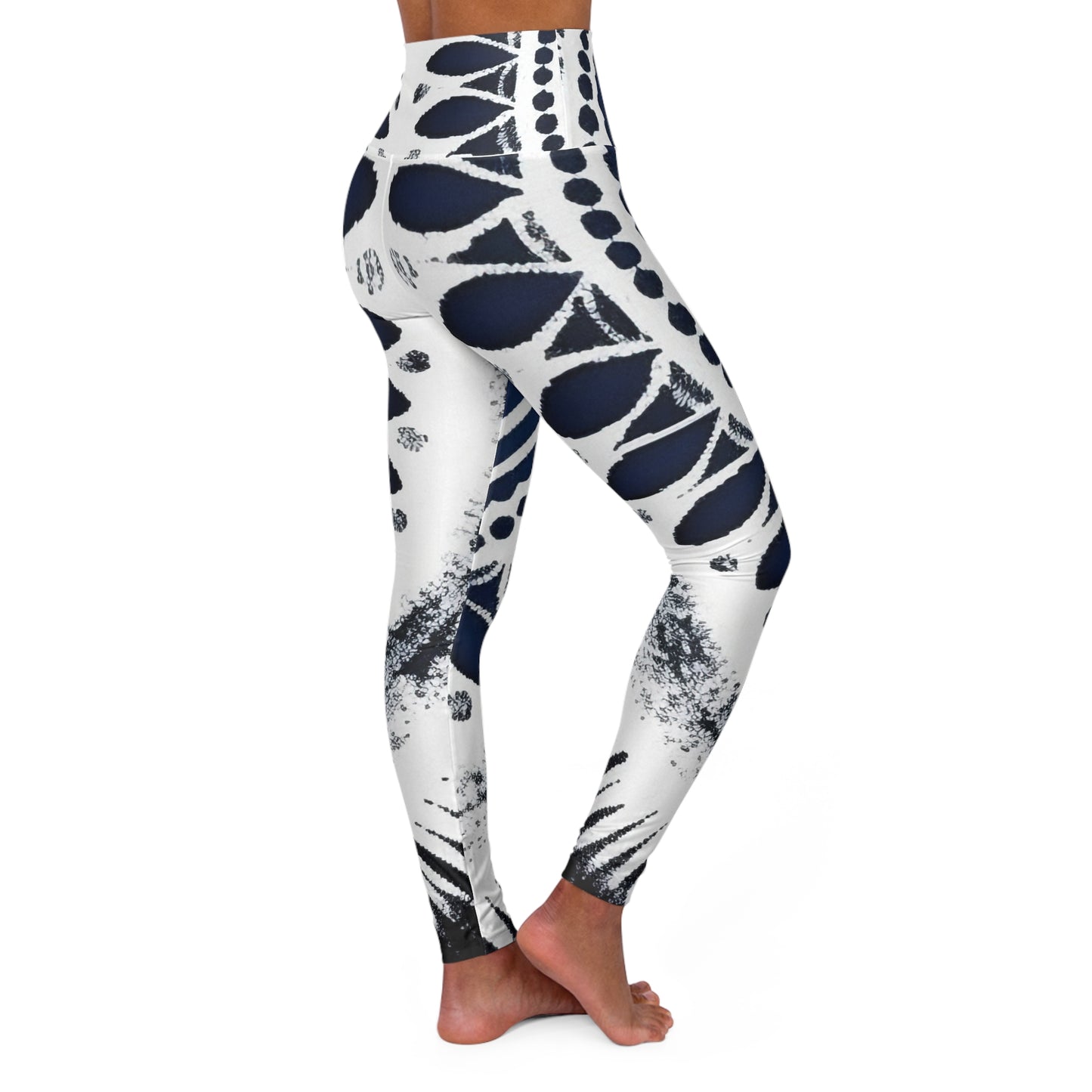 Blue and White High Waisted Yoga Leggings