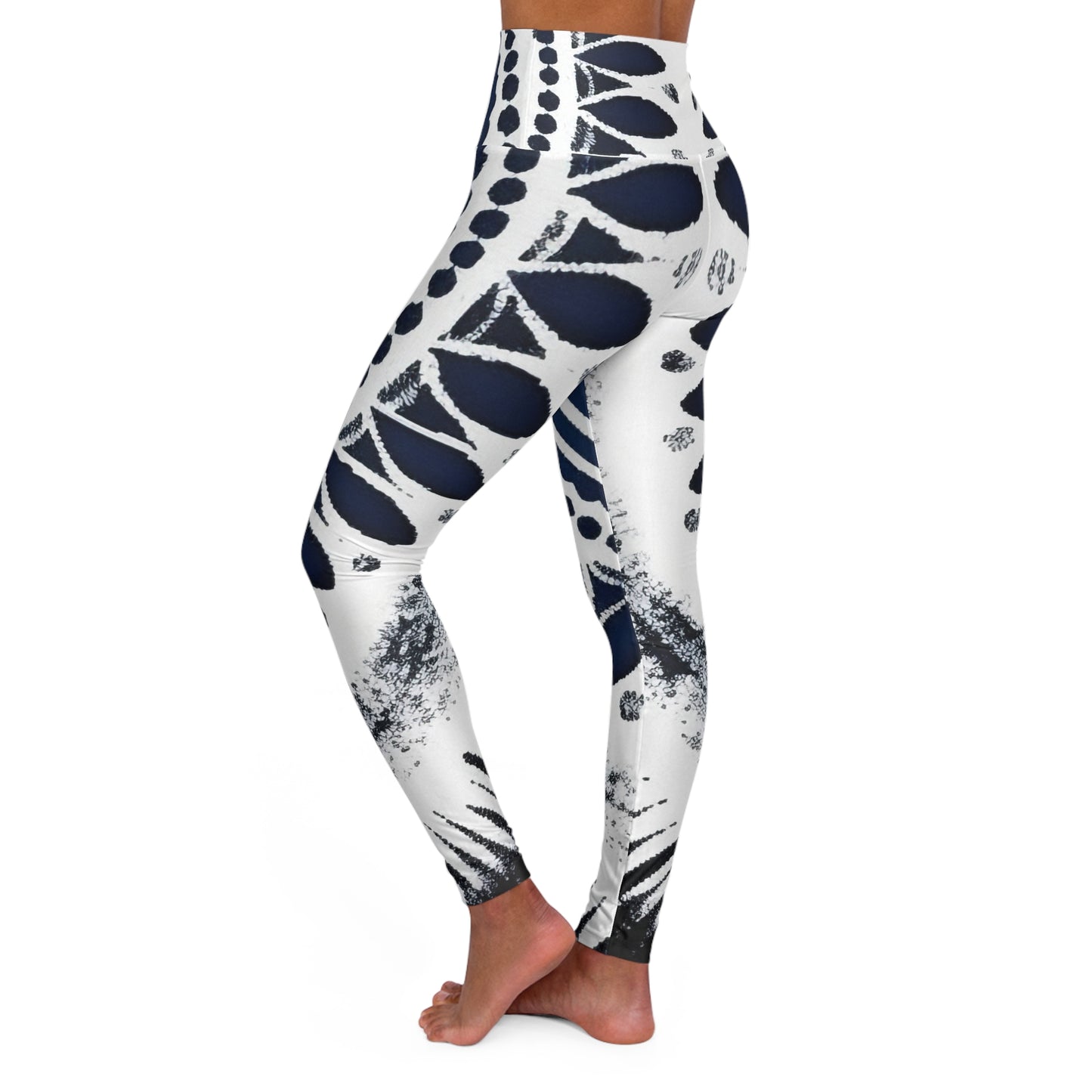 Blue and White High Waisted Yoga Leggings
