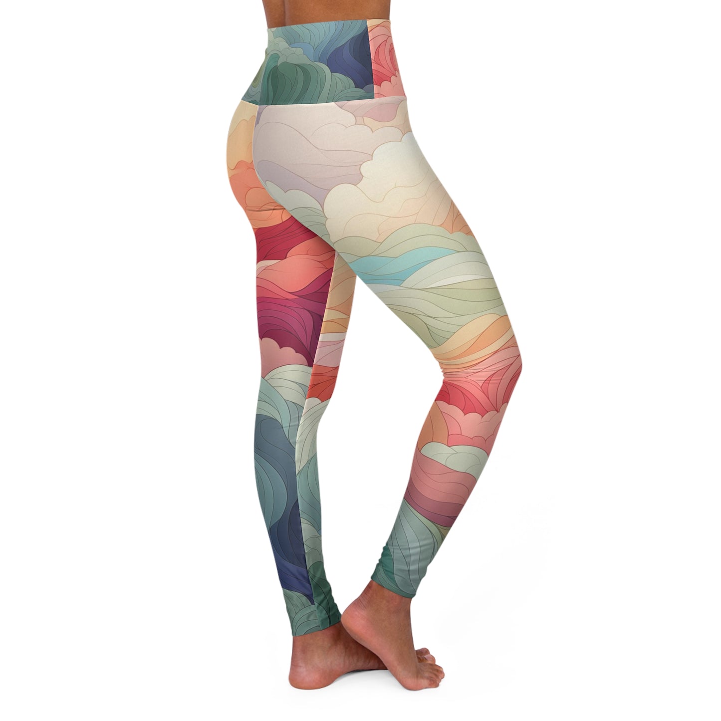 Rainbow Clouds High Waisted Yoga Leggings