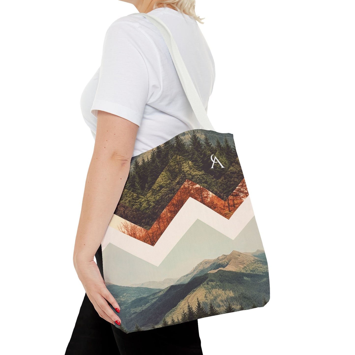 Mountain Peaks Tote Bag with Angular Design