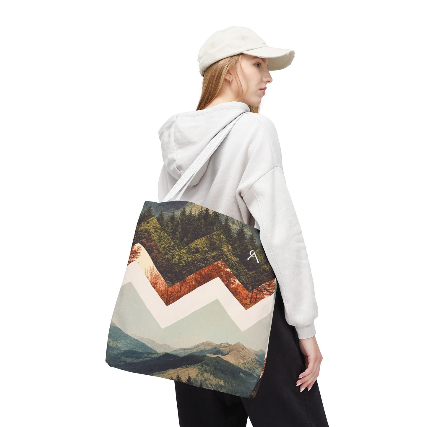 Mountain Peaks Tote Bag with Angular Design