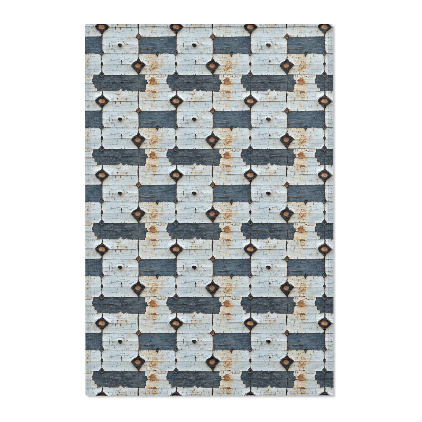 Rustic Farmhouse Area Rug - Vintage Blue Pattern for Cozy Living Spaces