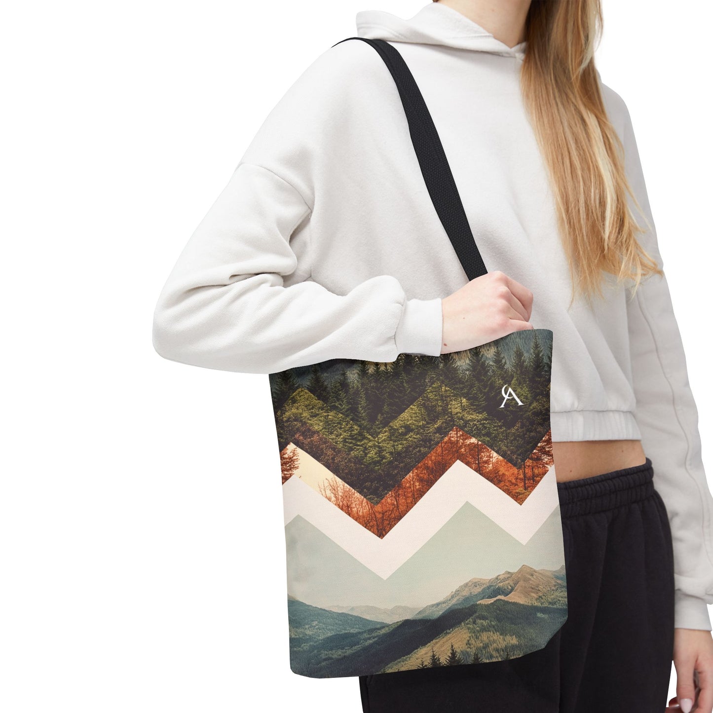 Mountain Peaks Tote Bag with Angular Design