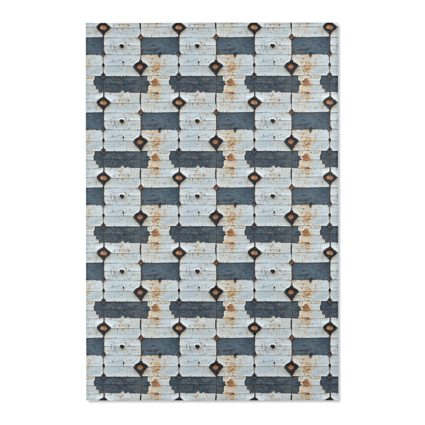 Rustic Farmhouse Area Rug - Vintage Blue Pattern for Cozy Living Spaces