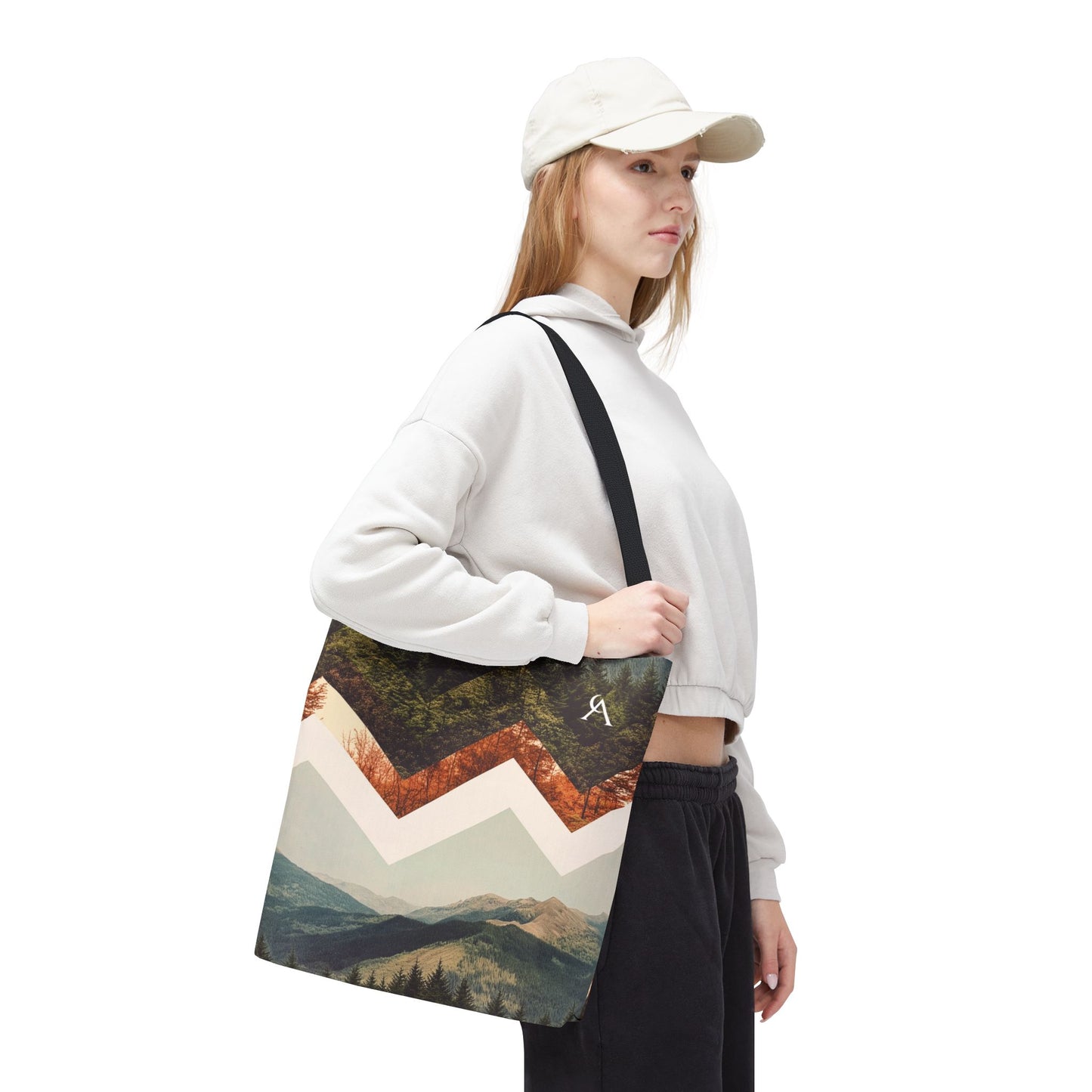 Mountain Peaks Tote Bag with Angular Design