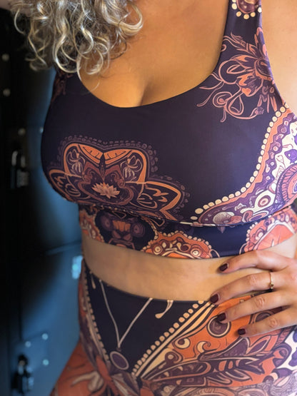 Paisley Butterfly Recycled Longline Sports Bra