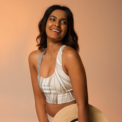 Boho Feather Recycled Longline Sports Bra