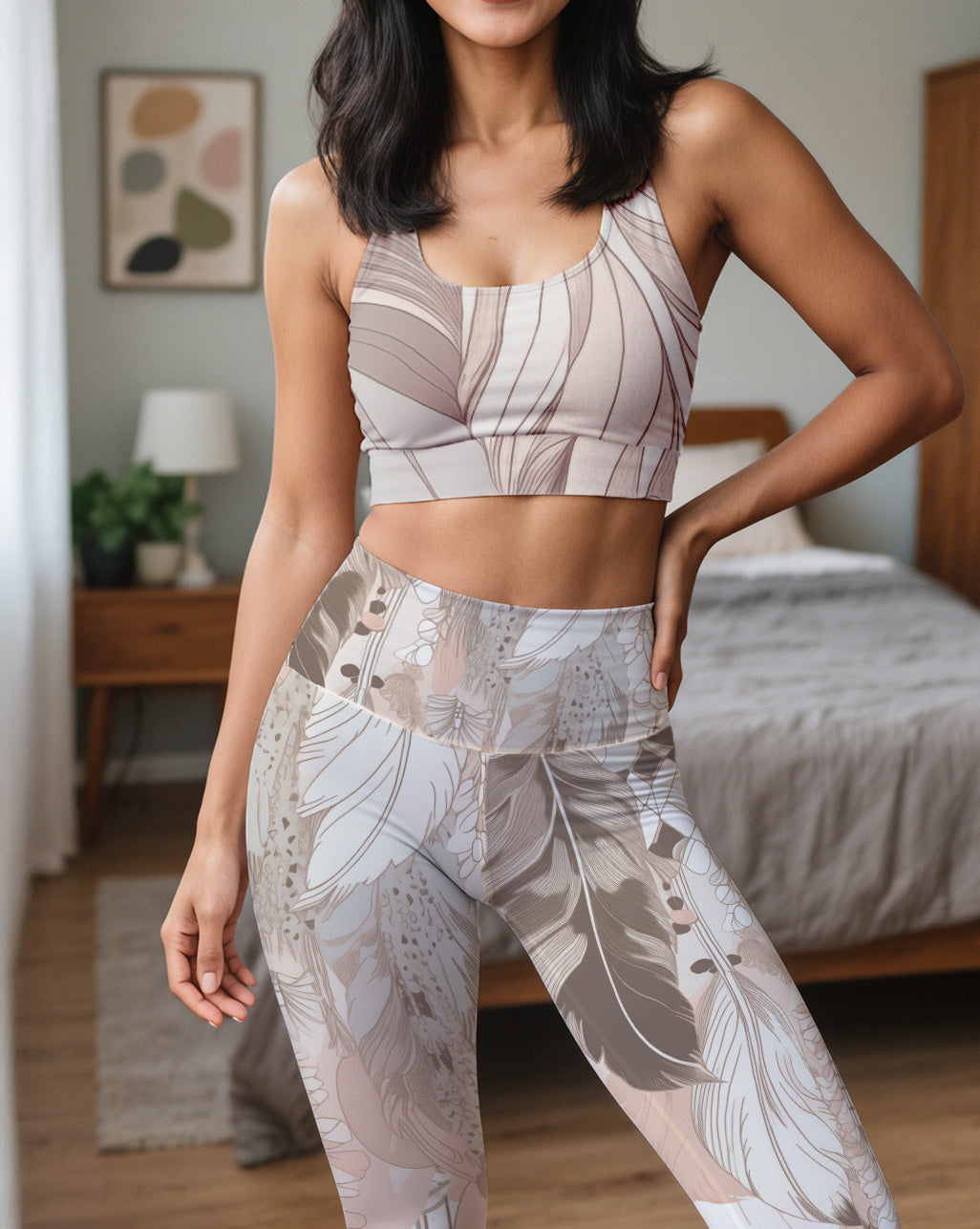 Boho Feather Yoga Leggings